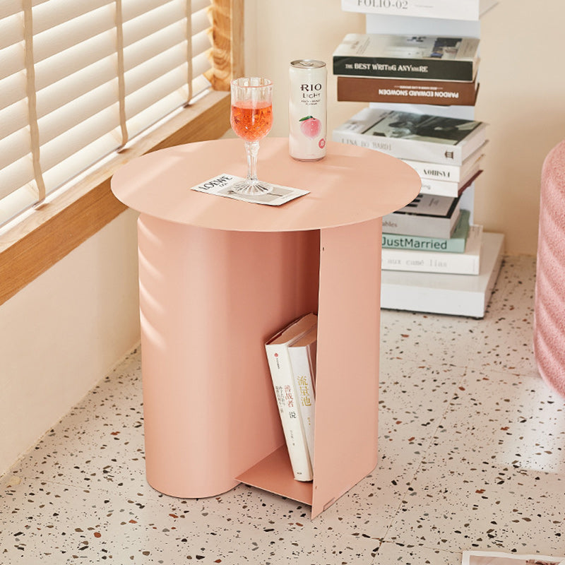 Contemporary Scandinavian Round Open Curve Iron End Table 1-Tier For Living Room