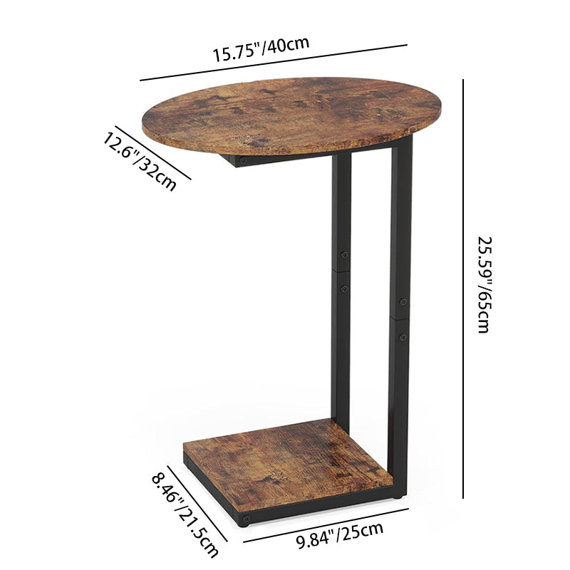 Moderner minimalistischer ovaler quadratischer Holz-Metall-Beistelltisch mit 2 Ebenen für das Wohnzimmer 