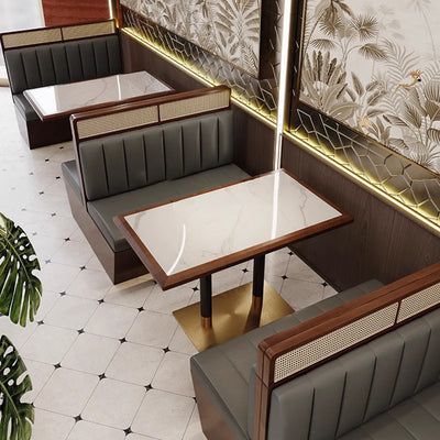 Modern Minimalist Rectangle Cylinder Rock Solid Wood Hardware Dining Table For 4 Seats