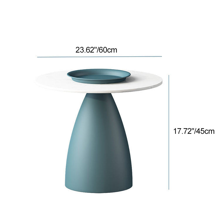 Contemporary Scandinavian Round Conical Rock Slab Iron End Table 1-Tier For Living Room