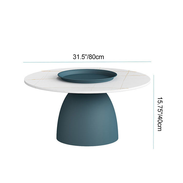 Contemporary Scandinavian Round Conical Rock Slab Iron End Table 1-Tier For Living Room