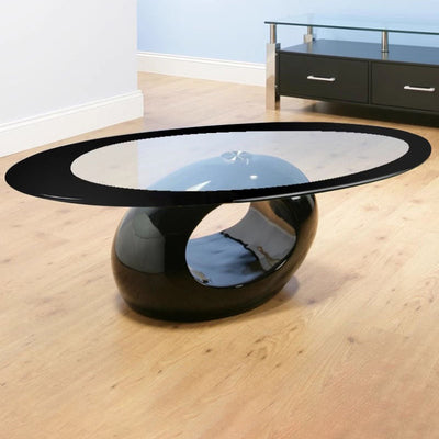 Moderner ovaler runder ausgehöhlter Glas-Kunststoff-Beistelltisch 1-stufig für das Wohnzimmer 