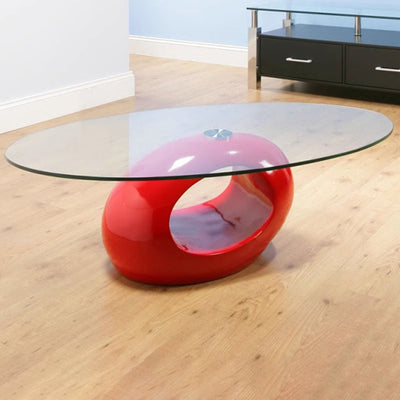Moderner ovaler runder ausgehöhlter Glas-Kunststoff-Beistelltisch 1-stufig für das Wohnzimmer 