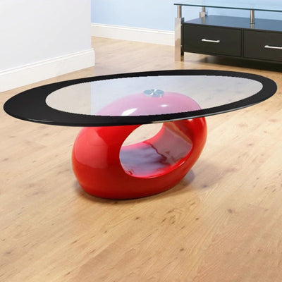 Moderner ovaler runder ausgehöhlter Glas-Kunststoff-Beistelltisch 1-stufig für das Wohnzimmer 
