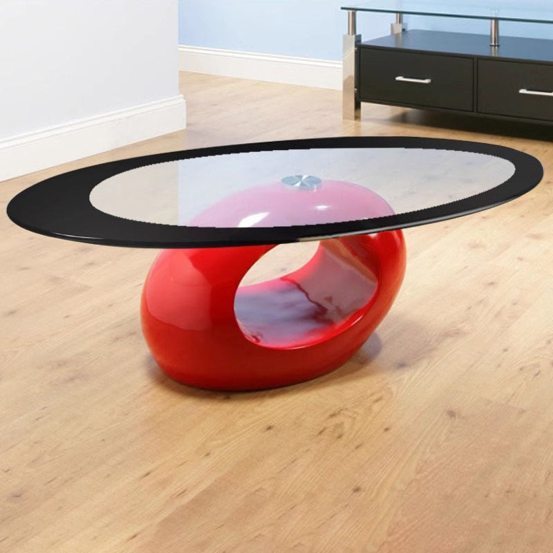 Moderner ovaler runder ausgehöhlter Glas-Kunststoff-Beistelltisch 1-stufig für das Wohnzimmer 
