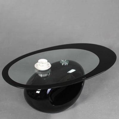 Moderner ovaler runder ausgehöhlter Glas-Kunststoff-Beistelltisch 1-stufig für das Wohnzimmer 