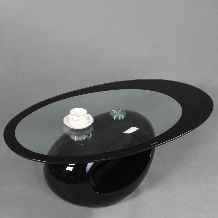 Moderner ovaler runder ausgehöhlter Glas-Kunststoff-Beistelltisch 1-stufig für das Wohnzimmer 