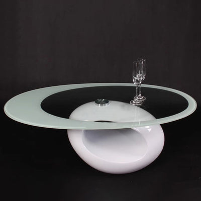 Moderner ovaler runder ausgehöhlter Glas-Kunststoff-Beistelltisch 1-stufig für das Wohnzimmer 
