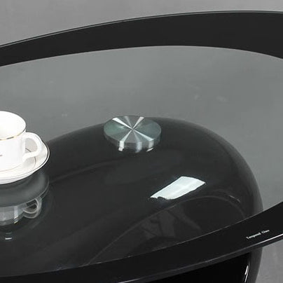 Moderner ovaler runder ausgehöhlter Glas-Kunststoff-Beistelltisch 1-stufig für das Wohnzimmer 