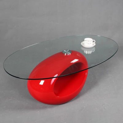 Moderner ovaler runder ausgehöhlter Glas-Kunststoff-Beistelltisch 1-stufig für das Wohnzimmer 