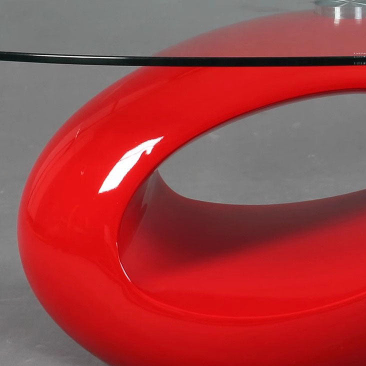 Moderner ovaler runder ausgehöhlter Glas-Kunststoff-Beistelltisch 1-stufig für das Wohnzimmer 