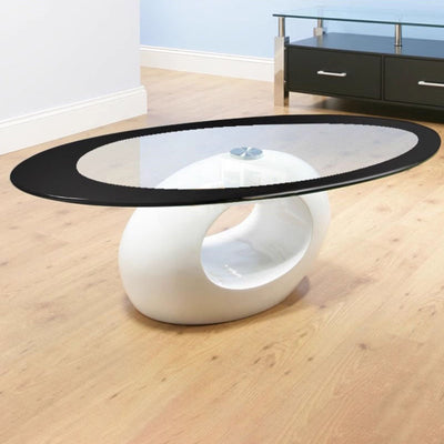 Moderner ovaler runder ausgehöhlter Glas-Kunststoff-Beistelltisch 1-stufig für das Wohnzimmer 