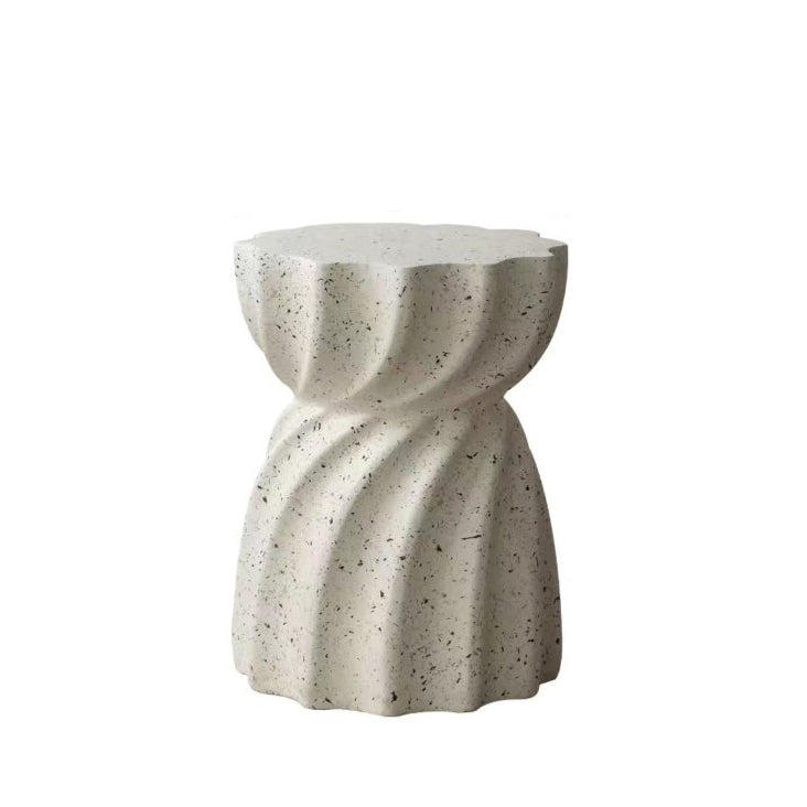Contemporary Creative Lotus Shape Distressed Magnesium Oxide End Table 1-Tier For Living Room