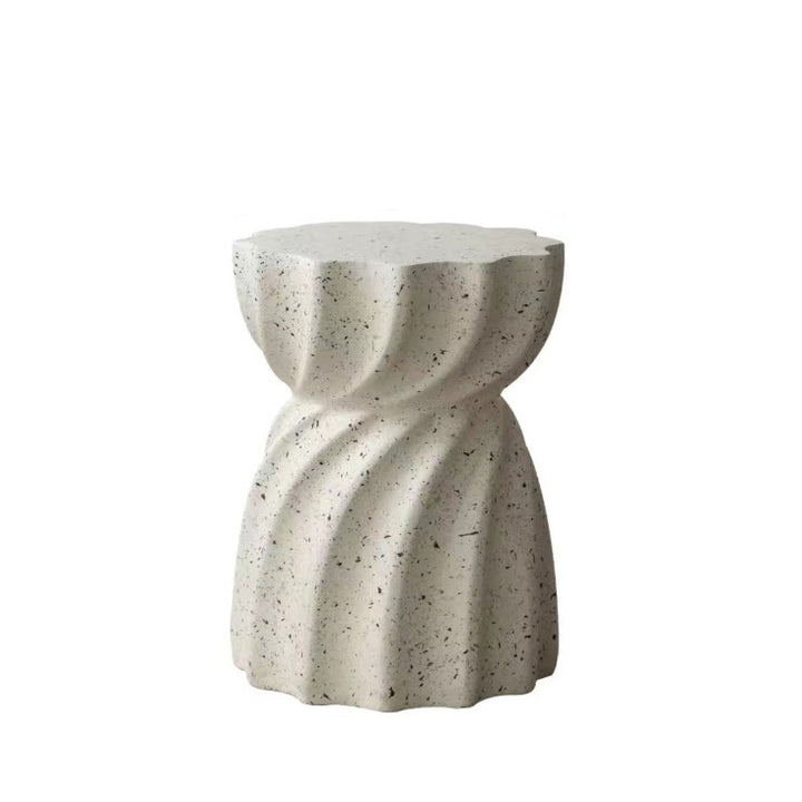 Contemporary Creative Lotus Shape Distressed Magnesium Oxide End Table 1-Tier For Living Room