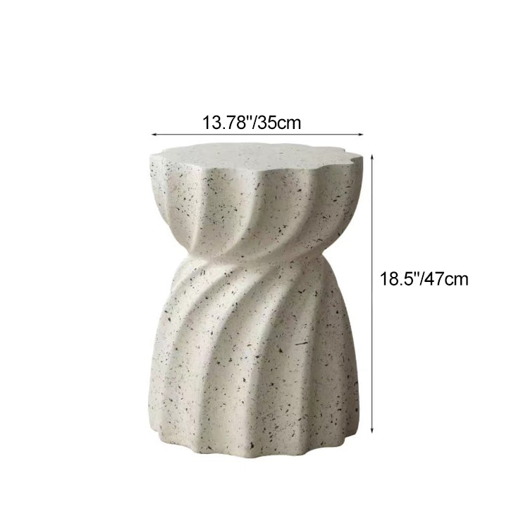 Contemporary Creative Lotus Shape Distressed Magnesium Oxide End Table 1-Tier For Living Room