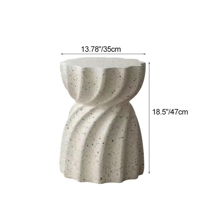 Contemporary Creative Lotus Shape Distressed Magnesium Oxide End Table 1-Tier For Living Room