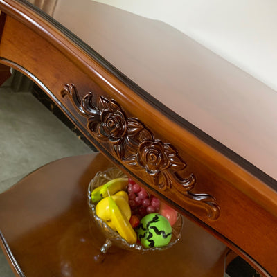 Table d'appoint carrée en bois massif sculpté chinois traditionnel à 2 niveaux pour salon 