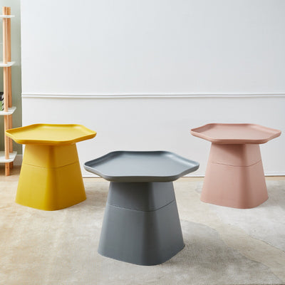 Modern Minimalist Hexagonal Square Cone PP End Table 1-Tier For Living Room