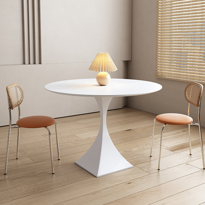 Moderner minimalistischer quadratischer Sockel runder Steinplatte Metall Beistelltisch 1-stufig für Wohnzimmer 