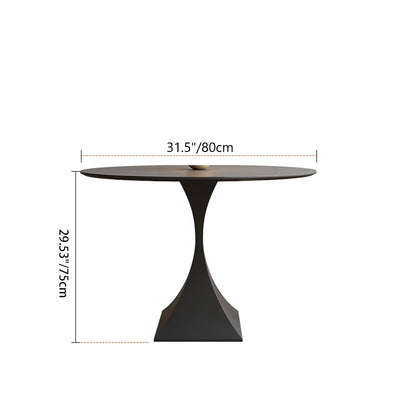 Moderner minimalistischer quadratischer Sockel runder Steinplatte Metall Beistelltisch 1-stufig für Wohnzimmer 
