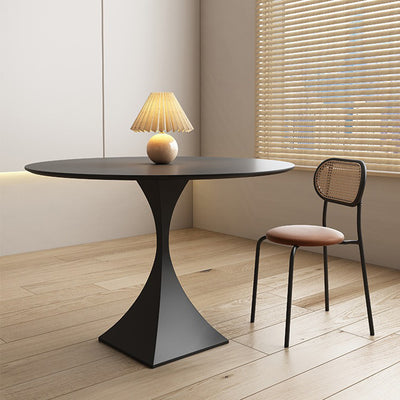 Moderner minimalistischer quadratischer Sockel runder Steinplatte Metall Beistelltisch 1-stufig für Wohnzimmer 