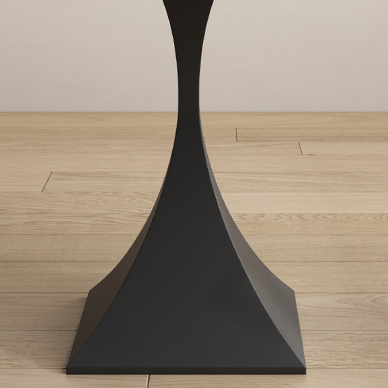 Modern Minimalist Square Base Round Sintered Stone Carbon Steel End Table 1-Tier For Living Room