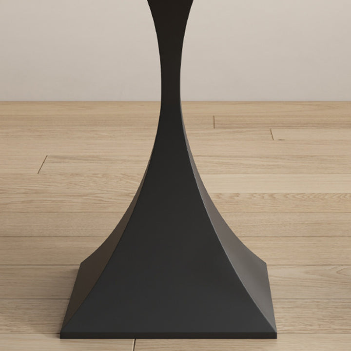 Modern Minimalist Square Base Round Sintered Stone Carbon Steel End Table 1-Tier For Living Room