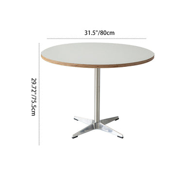 Traditional Chinese Cross Support Round Solid Wood Fiberboard Carbon Steel End Table 1-Tier For Living Room