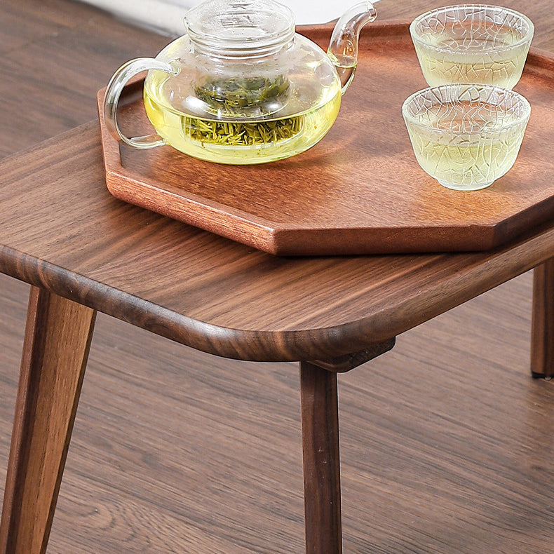 Traditional Chinese Rectangle Smooth Corners Black Walnut End Table 1-Tier For Living Room