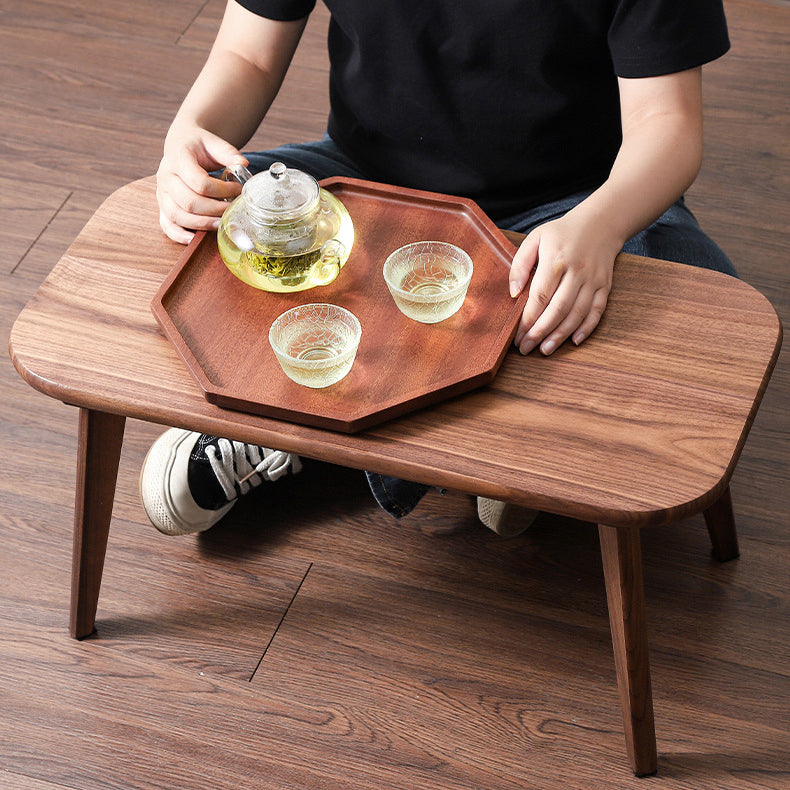 Traditional Chinese Rectangle Smooth Corners Black Walnut End Table 1-Tier For Living Room