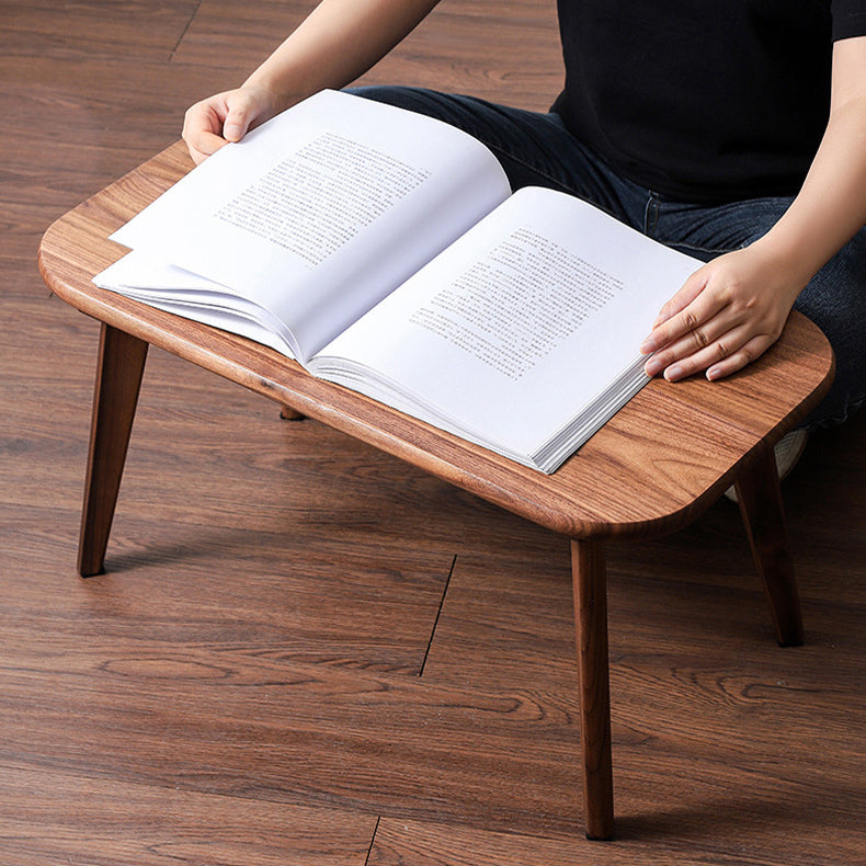 Traditional Chinese Rectangle Smooth Corners Black Walnut End Table 1-Tier For Living Room