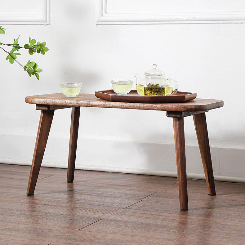 Traditional Chinese Rectangle Smooth Corners Black Walnut End Table 1-Tier For Living Room