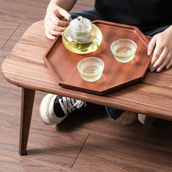 Traditional Chinese Rectangle Smooth Corners Black Walnut End Table 1-Tier For Living Room
