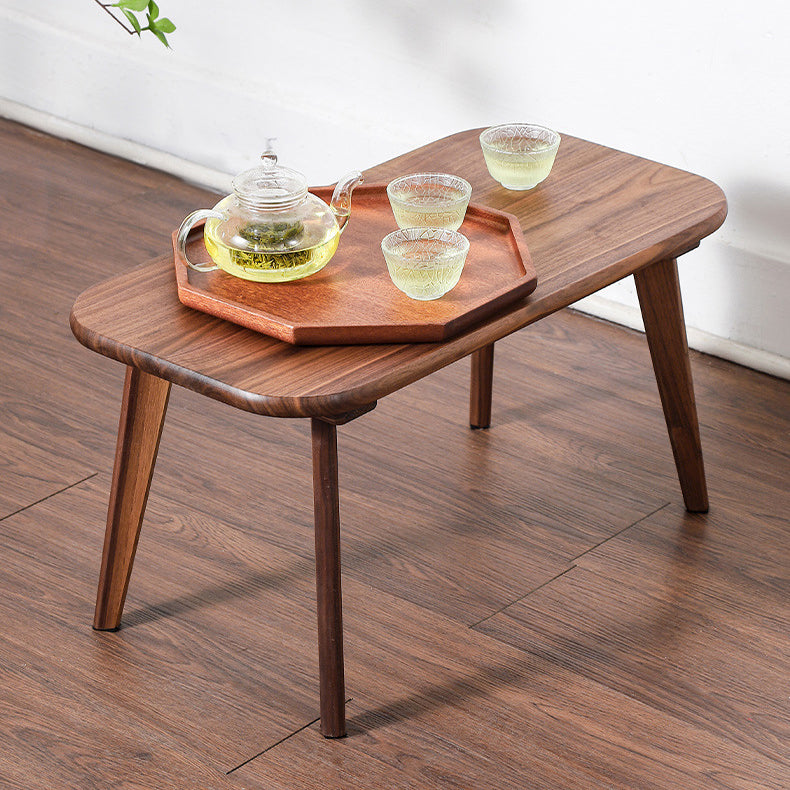 Traditional Chinese Rectangle Smooth Corners Black Walnut End Table 1-Tier For Living Room