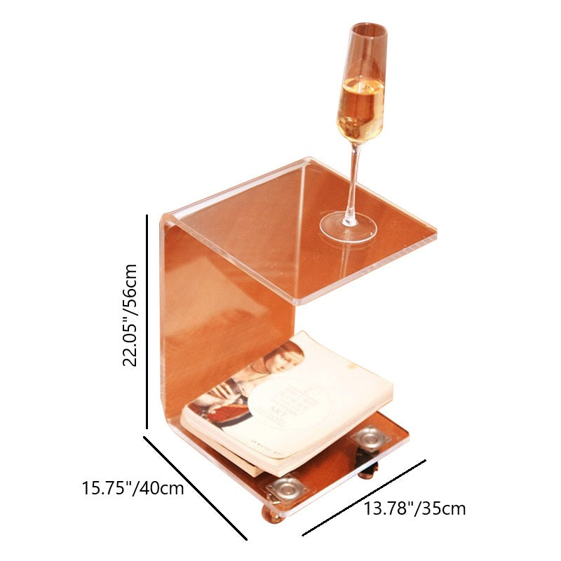 Contemporary Scandinavian Removable Square Rectangle Acrylic End Table 2-Tiers For Living Room