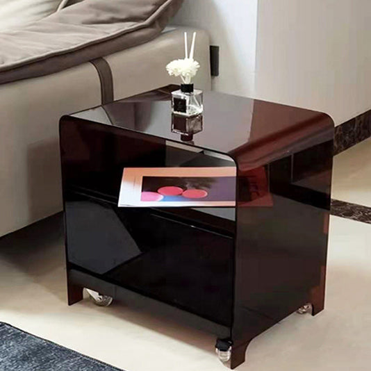 Modern Minimalist Rectangle Oval Acrylic End Table 2-Tiers For Living Room