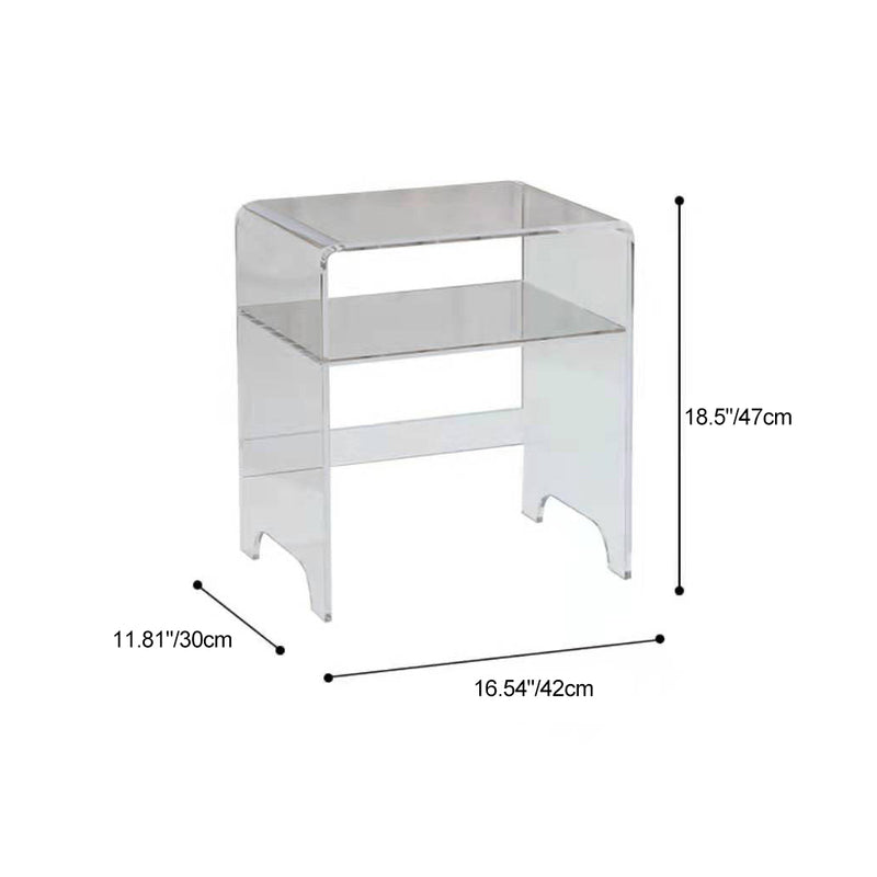 Modern Luxury Rectangle Curved Acrylic End Table 2-Tiers For Living Room