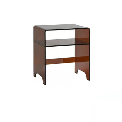 Modern Luxury Rectangle Curved Acrylic End Table 2-Tiers For Living Room