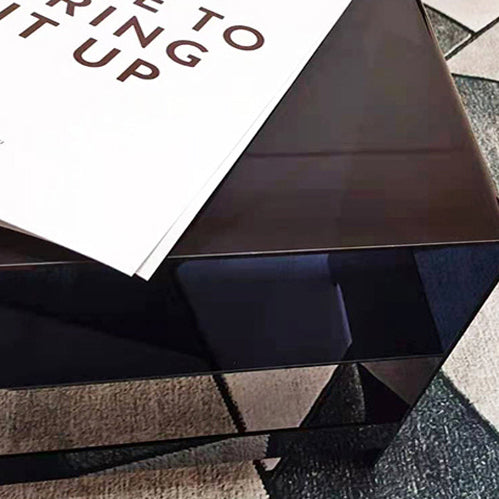 Modern Luxury Rectangle Curved Acrylic End Table 2-Tiers For Living Room