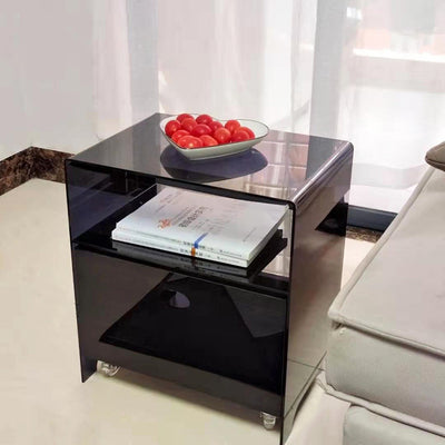 Modern Luxury Rectangle Curved Acrylic End Table 2-Tiers For Living Room