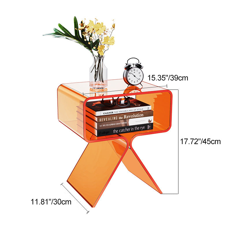 Contemporary Scandinavian Square Split Support Acrylic End Table 2-Tiers For Living Room