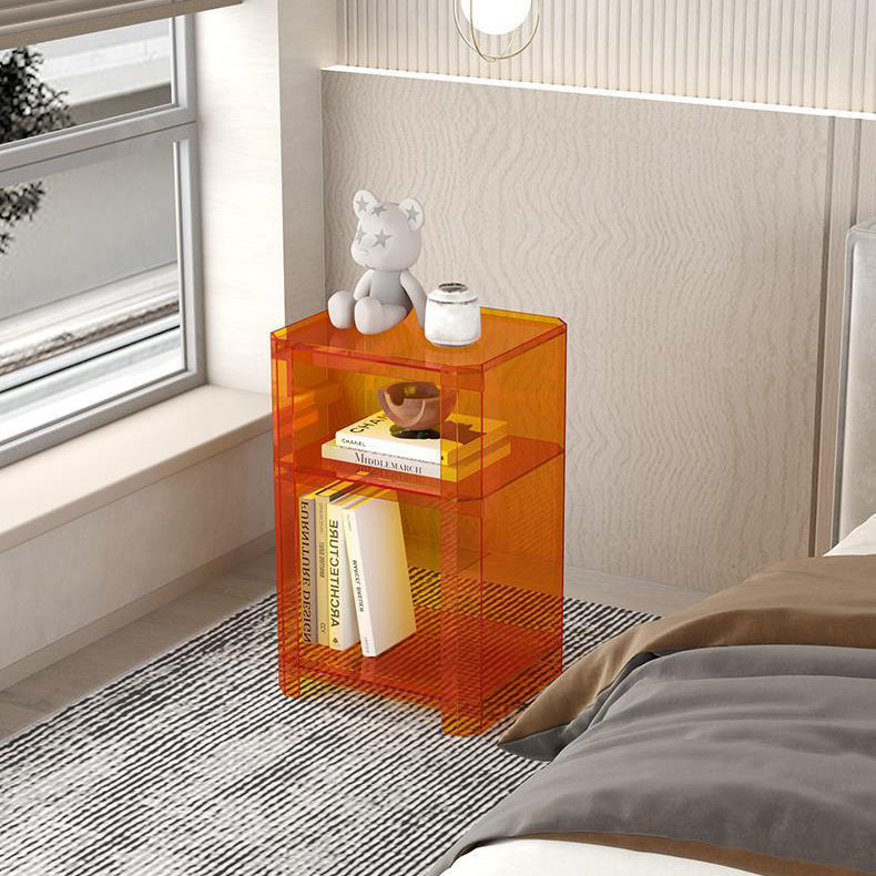 Contemporary Creative Square Rectangle Layered Acrylic Nightstand 2/3/4/5 Tiers For Bedroom