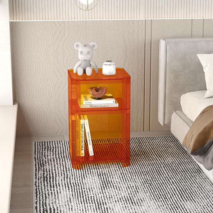 Contemporary Creative Square Rectangle Layered Acrylic Nightstand 2/3/4/5 Tiers For Bedroom