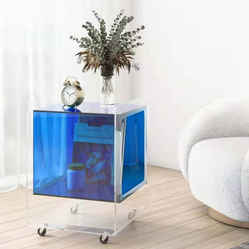 Moderner minimalistischer rechteckiger quadratischer abnehmbarer Glas-Acryl-Beistelltisch 1-stufig für Wohnzimmer 