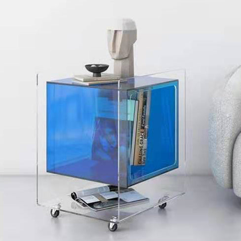 Moderner minimalistischer rechteckiger quadratischer abnehmbarer Glas-Acryl-Beistelltisch 1-stufig für Wohnzimmer 