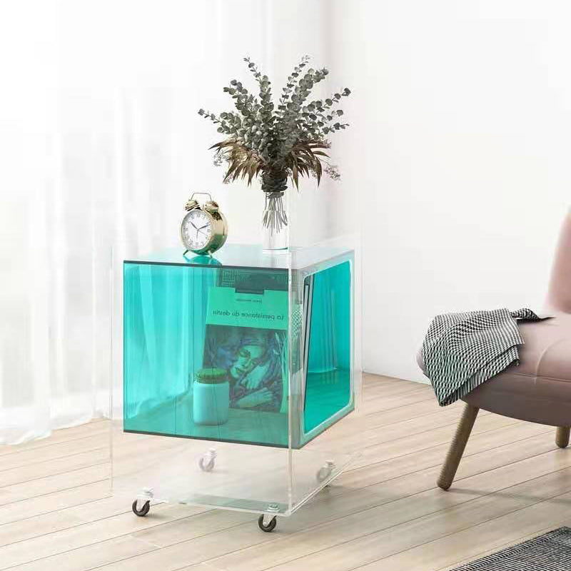 Moderner minimalistischer rechteckiger quadratischer abnehmbarer Glas-Acryl-Beistelltisch 1-stufig für Wohnzimmer 