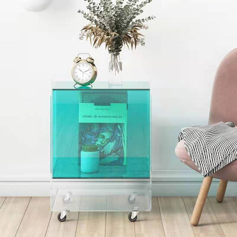 Moderner minimalistischer rechteckiger quadratischer abnehmbarer Glas-Acryl-Beistelltisch 1-stufig für Wohnzimmer 