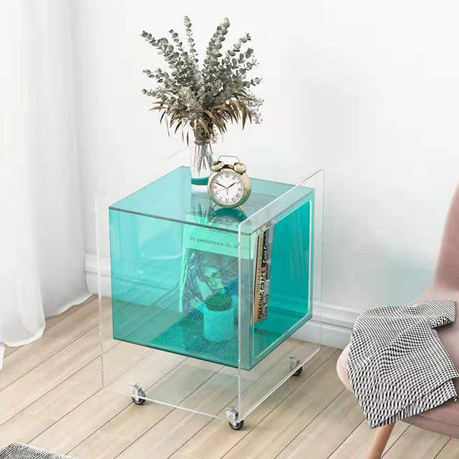 Moderner minimalistischer rechteckiger quadratischer abnehmbarer Glas-Acryl-Beistelltisch 1-stufig für Wohnzimmer 