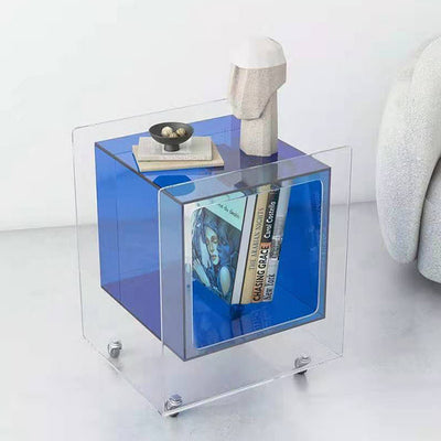 Moderner minimalistischer rechteckiger quadratischer abnehmbarer Glas-Acryl-Beistelltisch 1-stufig für Wohnzimmer 