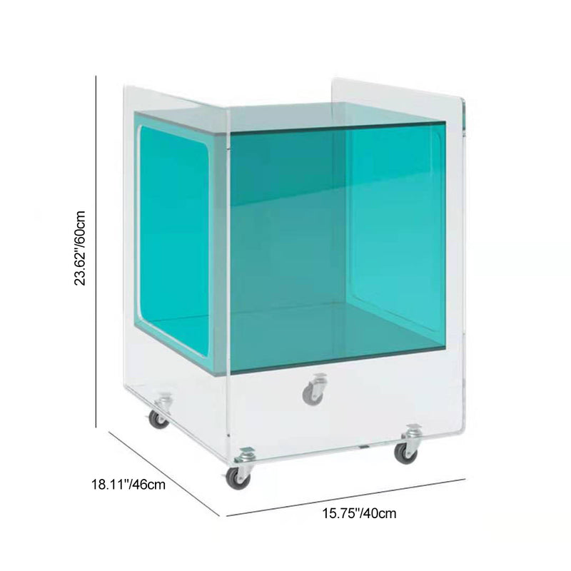 Moderner minimalistischer rechteckiger quadratischer abnehmbarer Glas-Acryl-Beistelltisch 1-stufig für Wohnzimmer 